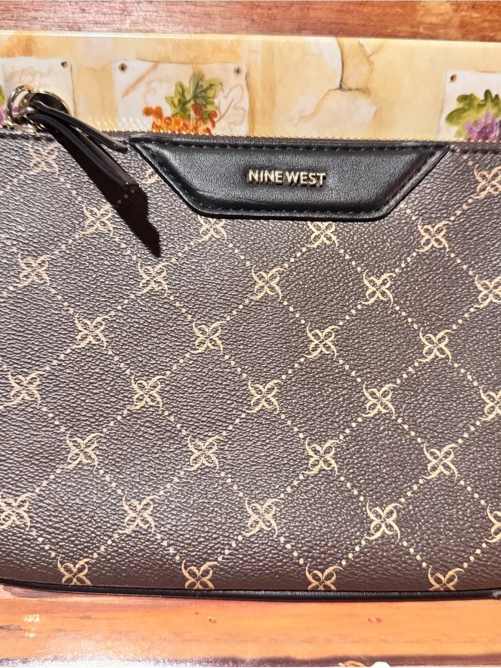 Nine West Brown Monogram clutch bag